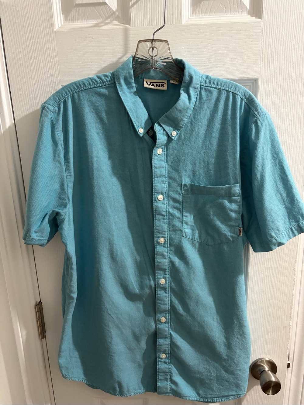 Vans Teal Blue Short-Sleeve Button-Down Shirt